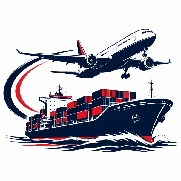 Air and sea shipping — cargo plane and container ship