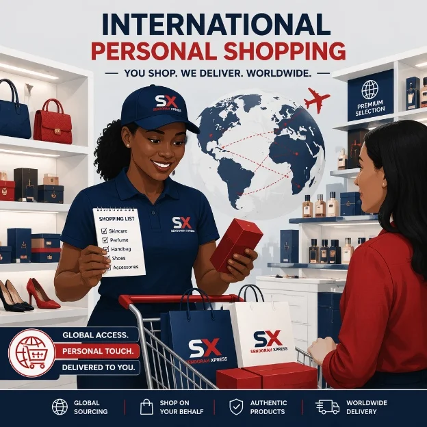 International personal shopping — a Sendorah Xpress shopper selecting items for a customer